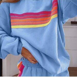 932.The “Candace” Pinstripe Two Piece Set in Blue